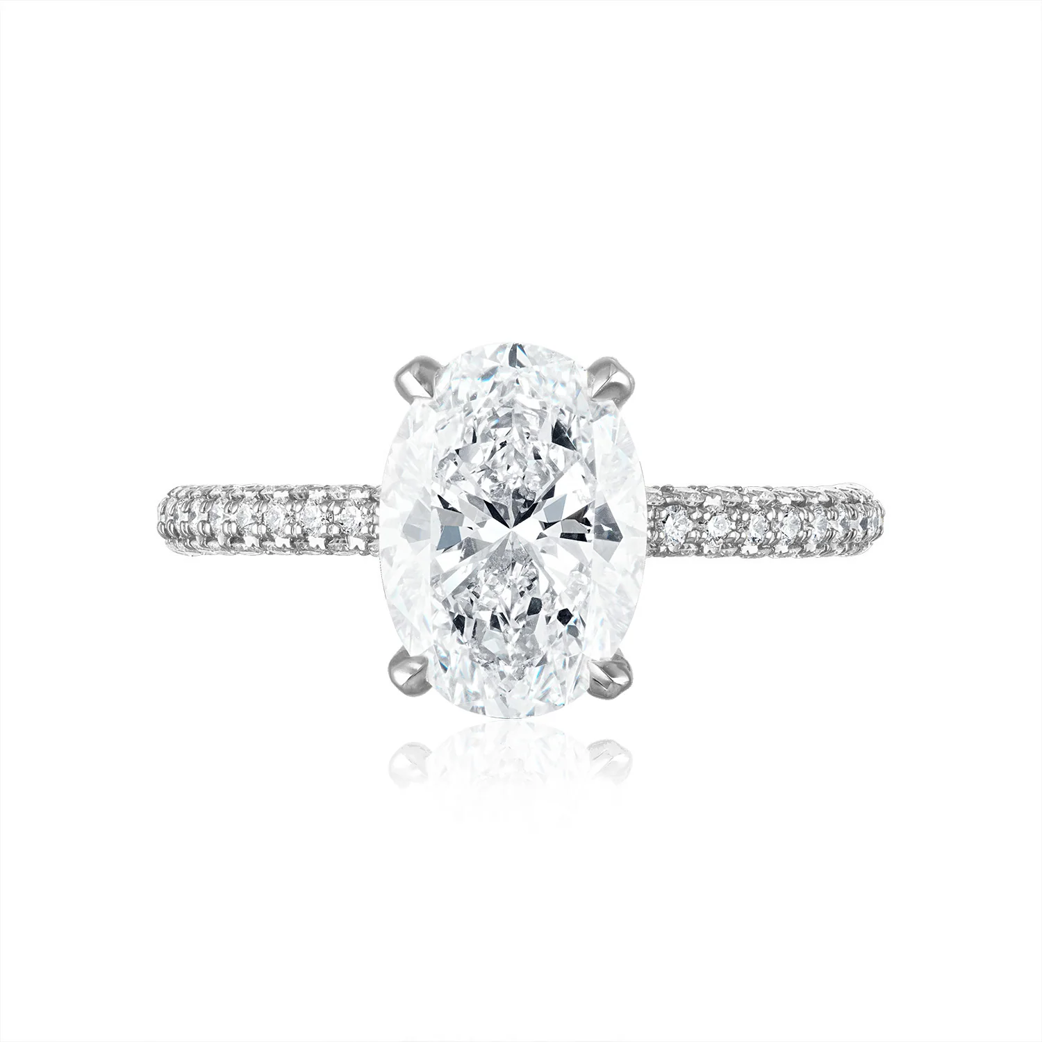 Three Sided Pave Engagement Ring - Image 4