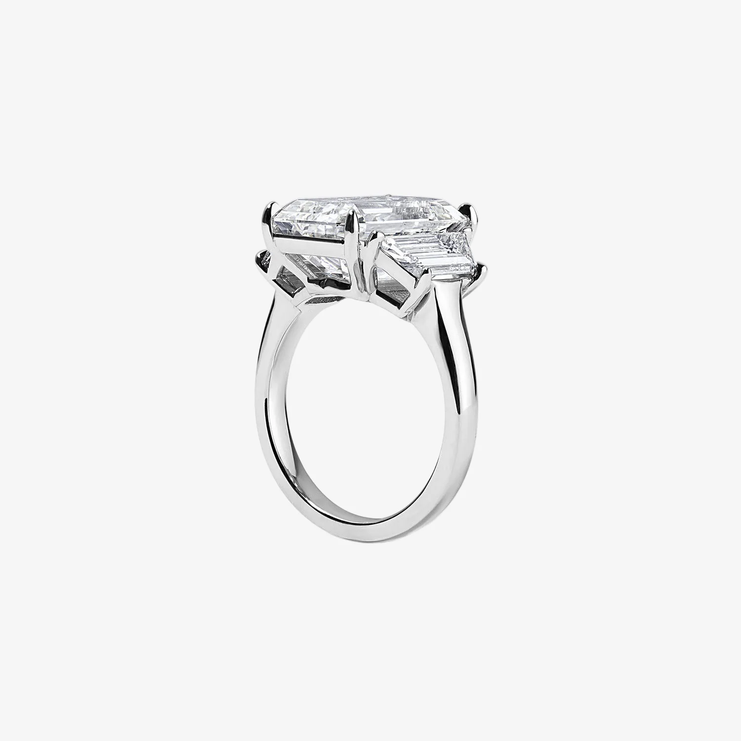 7.30CT Emerald Cut Three-Stone Ring with Trapezoid Side Stones - Image 2