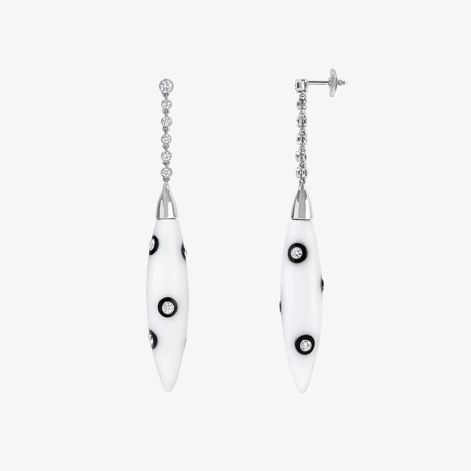 White Coral and Diamond Dangle Earrings - Image 2