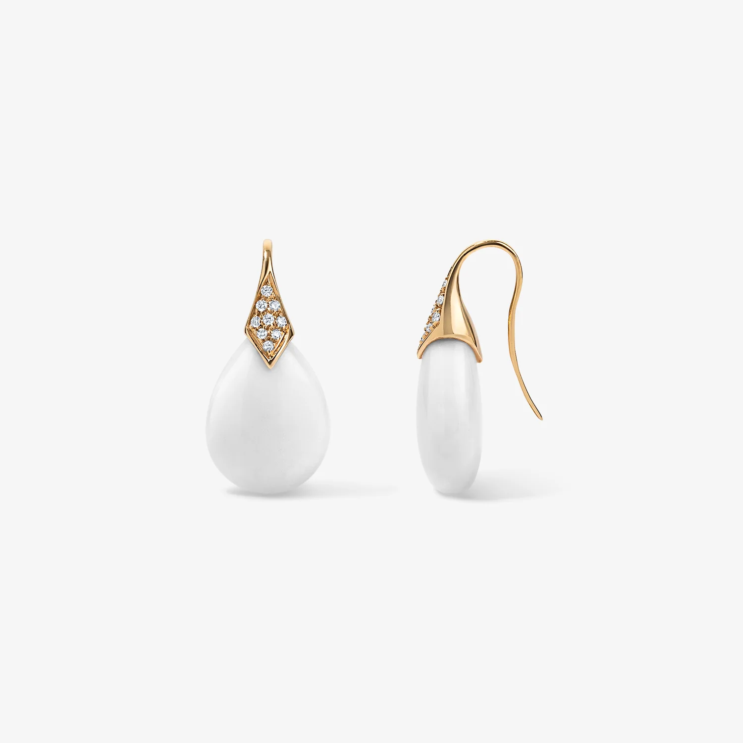 White Coral Diamond Drop Earrings - Image 2